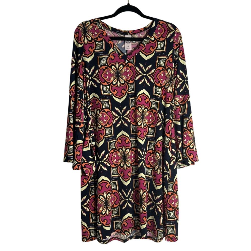 Pink Coconut boutique Dress Pockets Womens Medium Floral 3/4 Sleeve